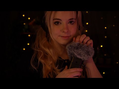 ASMR | slow tongue clicking & fluffy mic - white noise, no talking