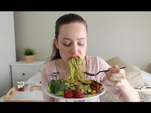 ASMR Whisper Eating Sounds | Broccoli Pasta, Fried Mushrooms & Salad