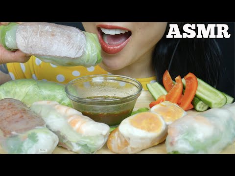 ASMR SALAD ROLLS 5 WAYS SO GOOD *SHRIMP + SPAM + NOODLE + EGGS AND VEGGIE (EATING SOUNDS) | SAS-ASMR