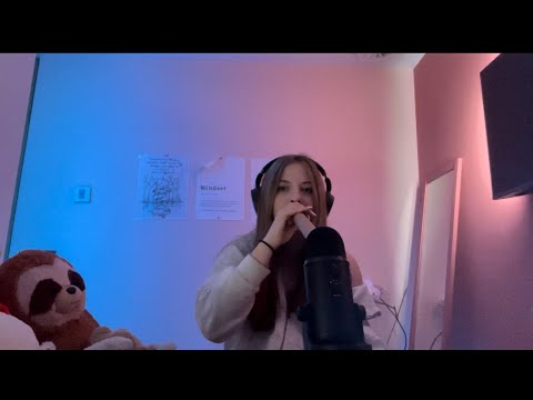 ASMR mouth sounds (pen nibbling,inaudible whispering, tingle tube)