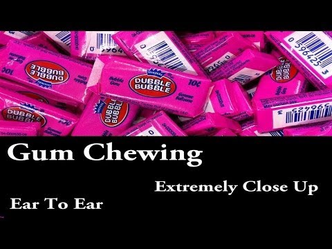 ASMR Gum Chewing, Blowing Bubblegum Bubbles (Ear To Ear, Extremely Close Up)