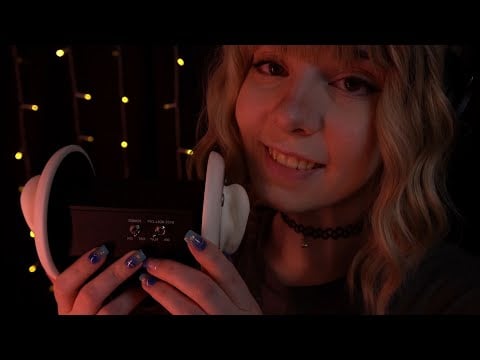 ASMR | dry ear massage & ear to ear whispered ramble - campfire ambience