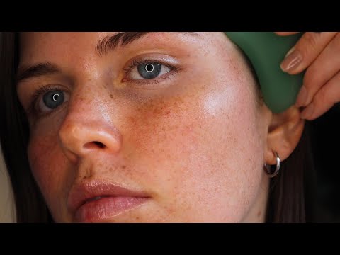 ASMR healthy glowing skincare routine (simple, gua sha, soft spoken)