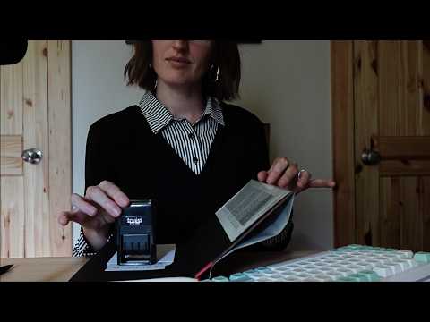 ASMR library roleplay (dust jacket crinkles, typing) soft spoken for sleep 💤