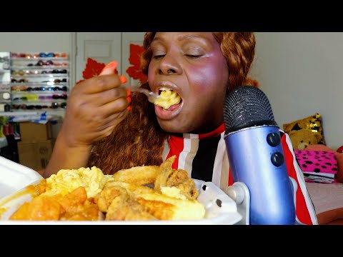 Soul-Food Chicken Wings Yams Mac And Cheese ASMR Eating Sounds