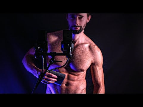 Sexy Shirtless Sponge Massage on Muscles 🧽 Leather & Skin Sounds