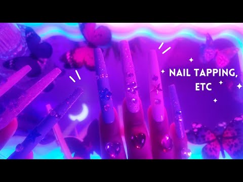 ASMR Hair Brushing, Tapping with Long Nails, Hair Clipping, Nail Clacking, Gum Chewing,