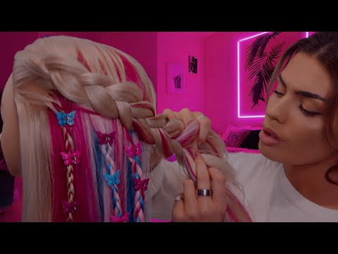 ASMR Bestie Braiding Your Hair & Styling It for The Party 🦋💕 (roleplay)