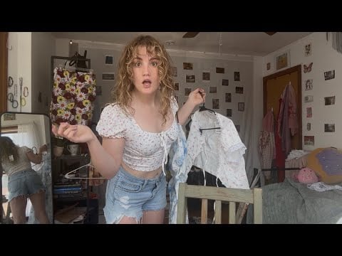 ASMR spring clothes try on PERSONAL ATTENTION how do I look? (Positive Affirmations for gratitude)
