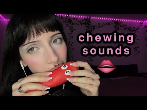 Chewing on fake food, mouth sounds + tapping ASMR