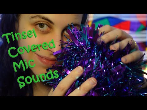 ASMR Tinsel Covered Mic - Brushing, Squeezing, Crinkling, Scratching (No Whisper) Background ASMR