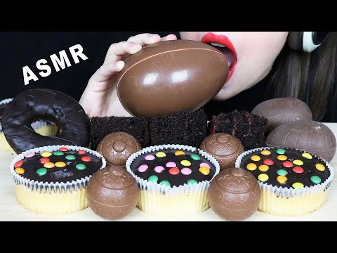 ASMR CHOCOLATE CUPCAKES, MAXI EGG, OREO SNOWBALLS, DONUTS & CAKE (EATING SOUNDS) No Talking 먹방