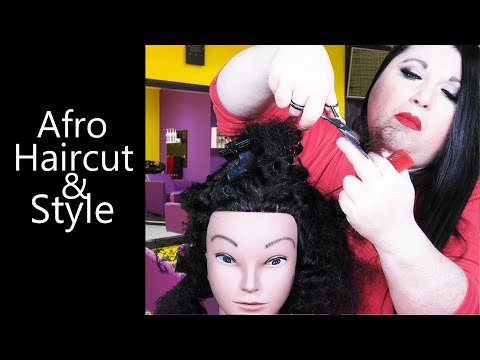 ASMR Afro Haircut (Scissors, Afro/Kinky Hair Styling, Spray, Parting, Whisper, Personal Attention)