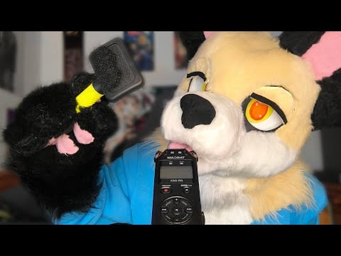 [Furry ASMR] Fursuit Brushing | Fabric Sounds, Fur Brushing, Whispering