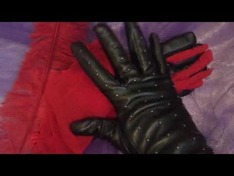 FAUX LEATHER GLOVES 🧤 💗 Layering with Nylon Opera Gloves ✋✋ ✋ [[ASMR]]