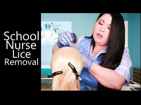 ASMR School Nurse Lice Removal (Gloves, Plastic Apron, Lice Comb, Wet Hair, Rat Tail Comb, Parting)