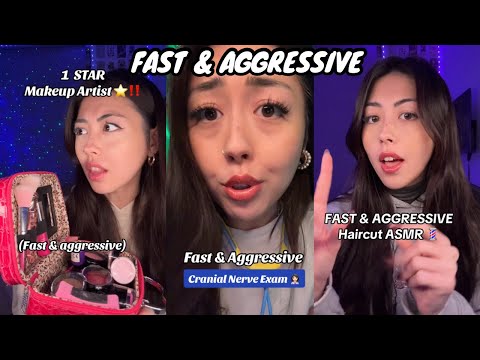 ASMR Fast & Aggressive: Doctor, Cranial Nerve, Makeup, Haircut & Unhinged Artist Roleplays