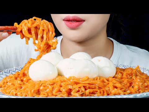 Carbo Buldak Fire Noodles and Soft Boiled Eggs *Extra Sticky • Mukbang ASMR