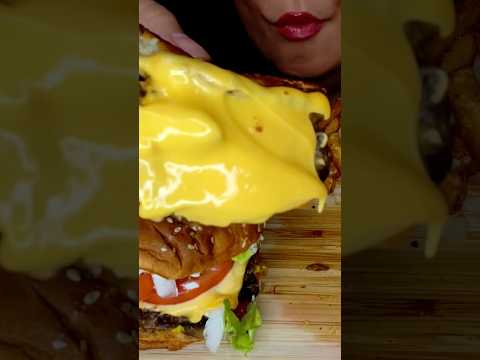 FIVE GUYS GRILLED CHEESE BURGER #asmr #fiveguys #burger #mukbang