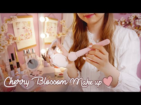 ASMR Cherry Blossom Makeup for Beautiful You🌸 with hair styling