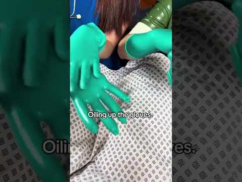 Oiling the gloves isn’t just for safety. #medicalexam #nurse #latexgloves