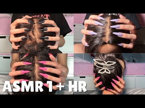 ASMR 1+ HR SCALP SCRATCHING COMPILATION (FAST/AGGRESSIVE, CENTER PART, BUN SCRATCH, ETC.)