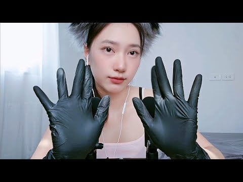 ASMR Foam Mic Scratching Tapping Touching Black Gloves 🧤🖤