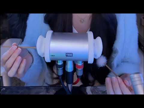 The Most Relaxing ASMR Ear Cleaning Ever with Goose Feather, Cotton Swabs Ponytail Silk (No Talking)