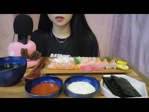 🐟연어 회 이팅 사운드 ASMR｜노토킹｜Salmon Eating Sound