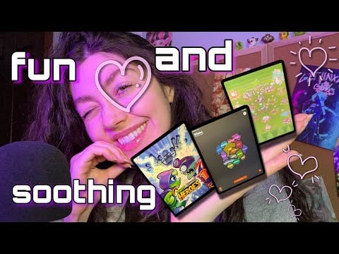 background asmr💕playing games on my ipad with the apple pencil | glass tapping, mouth sounds💕