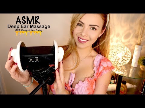 ASMR DEEP EAR MASSAGE 💧🍯(With Honey & Ear Eating)