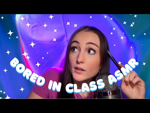 ASMR 📘 Bored in Class (writing sounds, whispering, hairplay)