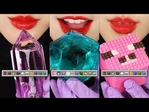 [VERTICAL] MINECRAFT FOOD IN REAL LIFE, ICE ASMR, SUGAR FONDANT TANGHULU EATING SOUND ASMR 🐽