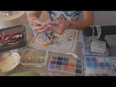 ASMR📿⛓️Relax Back & I'll Show You How To Make a Double Strand Adjustable Bracelet & Earrings Set. 