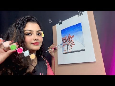 ASMR Painting On Canvas | Relaxing Brush Sounds & Soft Colours 🫶😍