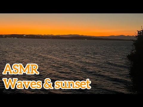 ASMR 🌙 Waves & sunset - Wave and wind sounds (no talking) 