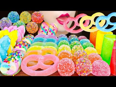 【ASMR】【咀嚼音 】虹色のお菓子🌈MUKBANG 먹방 食べる音 EATING SOUNDS NO TALKING