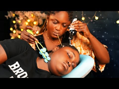 Asmr ✨Whisper story time, detailed and attentive scalp scratching on corn row,ear cleaning triggers