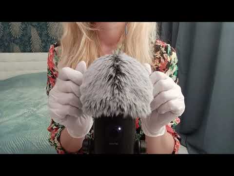 ASMR Pure Tingles:  White Gloves &  Fluffy Mic (No Talking)