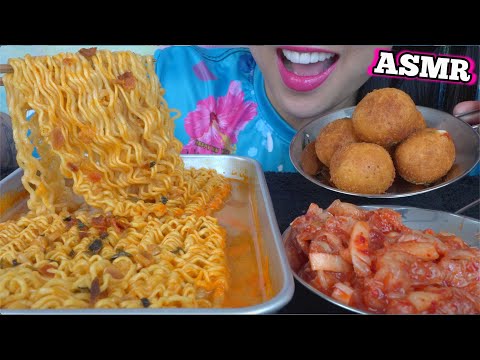 ASMR SPICY SOUPY NOODLES + CHEESE BALLS (*SLURPING ALERT EATING SOUNDS) NO TALKING | SAS-ASMR