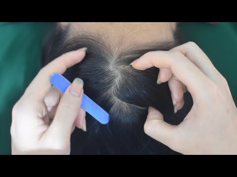 ASMR Hair Parting Real Person, No Talking Scalp Scratch, Tingly Sounds For Therapy