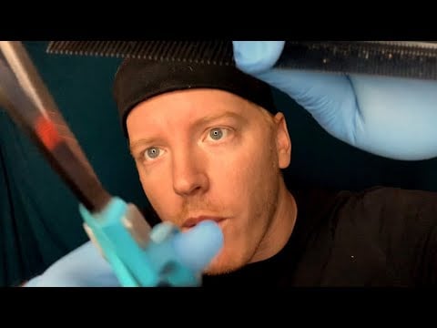 ASMR Haircut Role play - Fast Paced - Gum Chewing