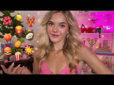 ASMR Emoji Challenge 🌺🍑🍋 (new tingly triggers + french speaking)