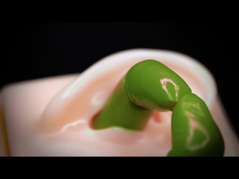 [ASMR] Deep massage of silicon ear from the back of the head (subtitles, oil, No Talking)