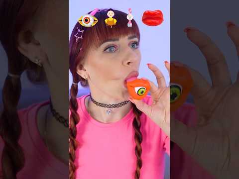 ASMR Pink Candy, Gummy Banana, Wax Lips  #eatingsounds