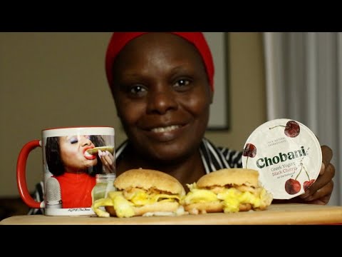 Salmon Eggs Cheese ASMR Eating Chobani Yogurt