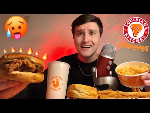 ASMR | Eating SPICY Carolina REAPER Pepper Chicken Sandwich 🌶️🍗 (Popeyes Mukbang)