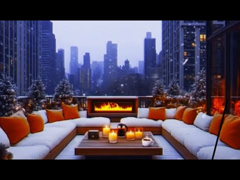 Cozy Relaxing Winter City Ambience Soothing Jazz Music Sounds for Relax and Sleep