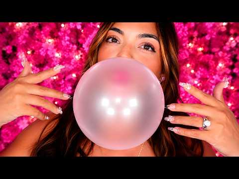 ASMR Bubble Gum 🫧 How Big Can I Blow This Bubble? 💗 Mouth Sounds & XL Nails 💅