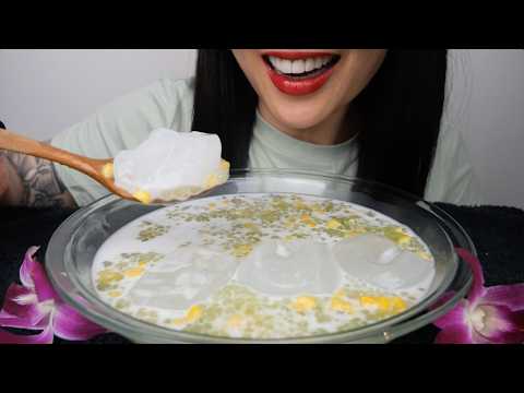TAPIOCA PALM FRUIT WITH COCONUT MILK (THAI DESSERT ASMR EATING SOUNDS) NO TALKING | SAS-ASMR